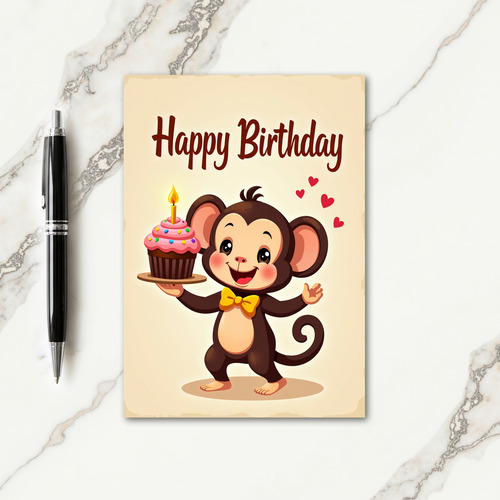 Smiling Monkey Birthday Card