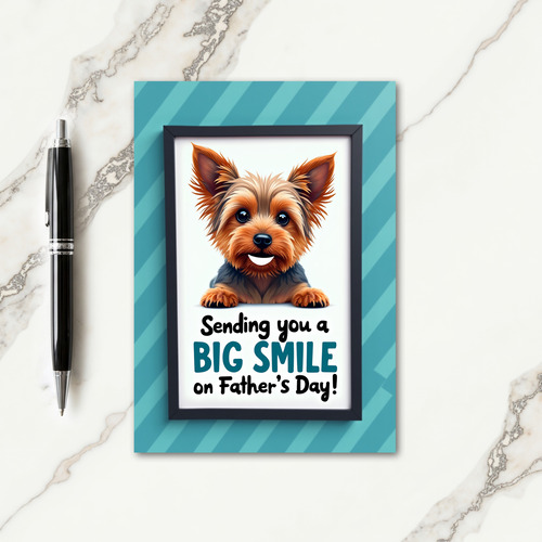 Smiling Pup Floral Fathers Day Card