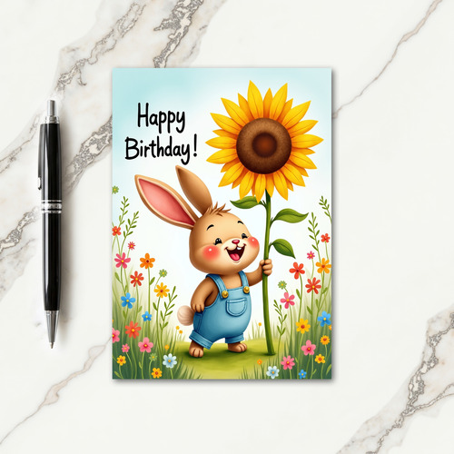 Smiling Rabbit Birthday Card