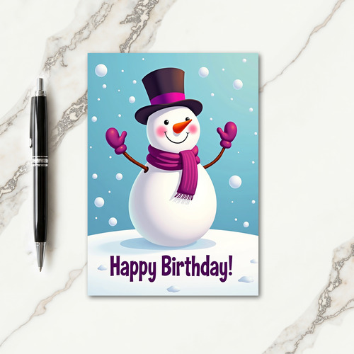 Smiling Snow Birthday Card