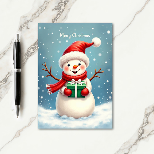 Smiling Snow Figure Holiday Card
