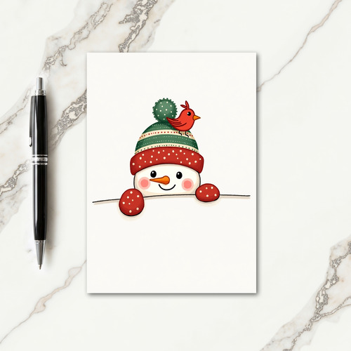 Smiling Snowman Art Card