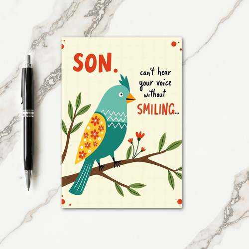 Smiling Son Miss You Bird Card