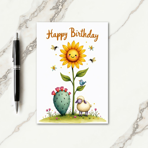 Smiling Sunflower Birthday Card