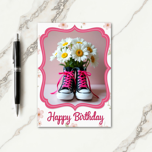 Sneaker Floral Birthday Card