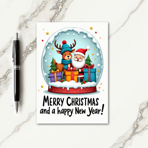 Snow Globe Friends Christmas Card