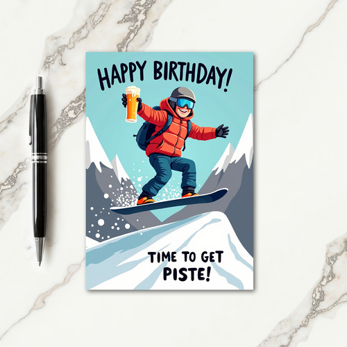 Snowboard Birthday Card
