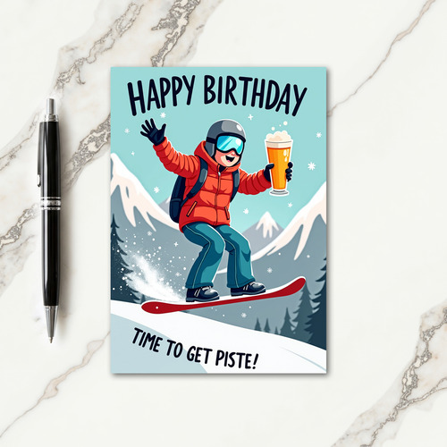 Snowboard Jump Birthday Card