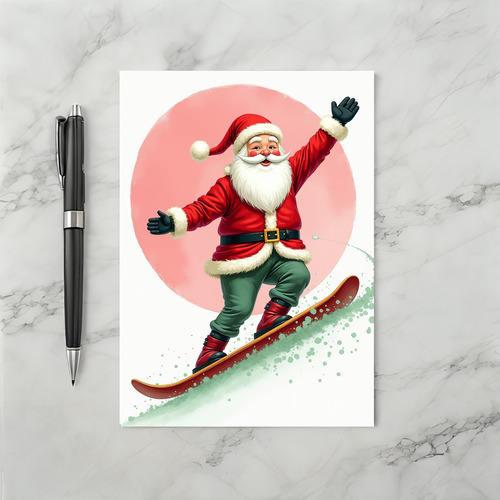 Snowboarding Santa Claus
