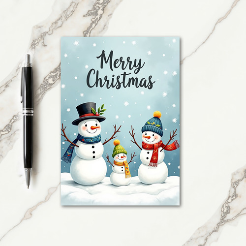 Snowman Family Christmas Card