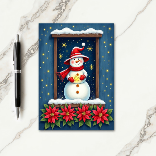 Snowman Star Christmas Card