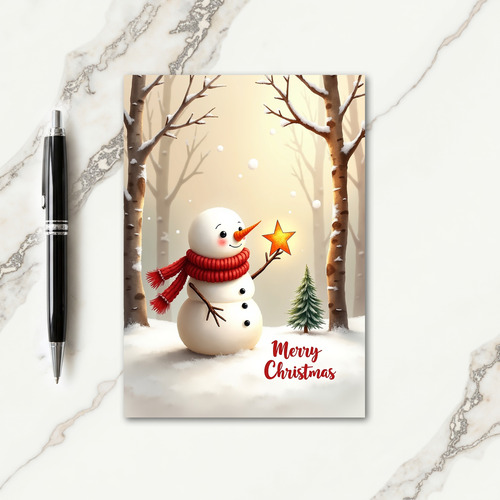 Snowman Starry Night Card thumbnail