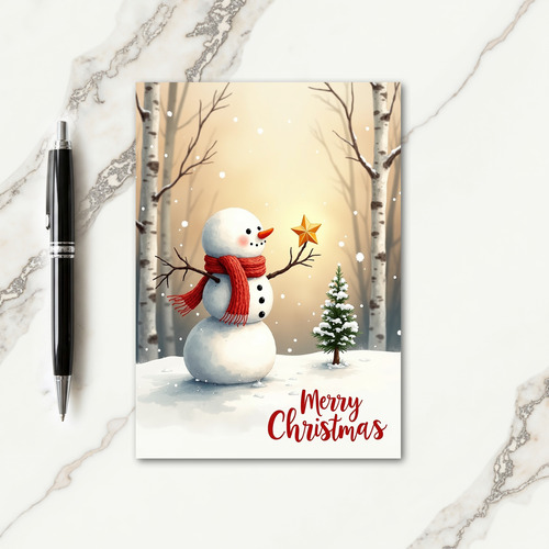 Snowmans Star Christmas Card thumbnail