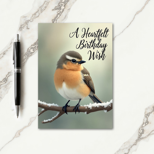 Snowy Bird Birthday Card