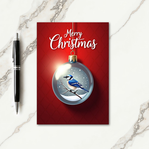 Snowy Bird Globe Christmas Card
