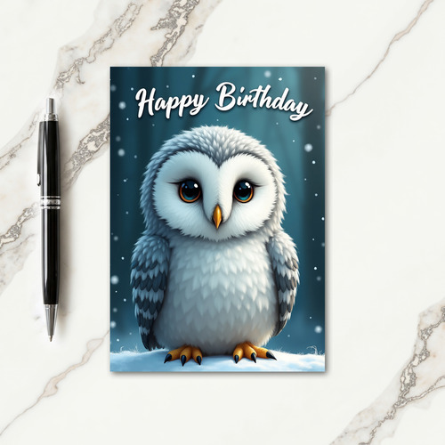 Snowy Birthday Bird Card