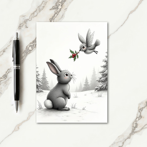 Snowy Bunny Christmas Card