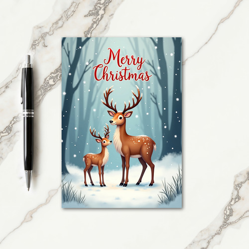 Snowy Deer Christmas Card