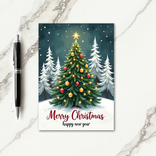 Snowy Evergreen Tree Card