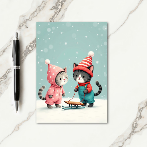 Snowy Feline Christmas Card