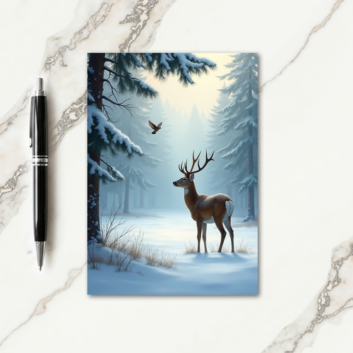 Snowy Forest Deer Card