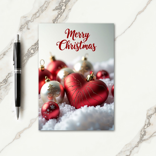 Snowy Heart Ornament Card
