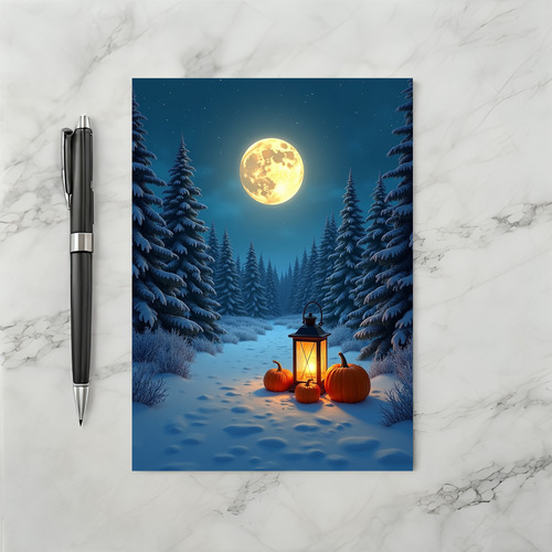 Snowy Holiday Glow Pumpkins Card