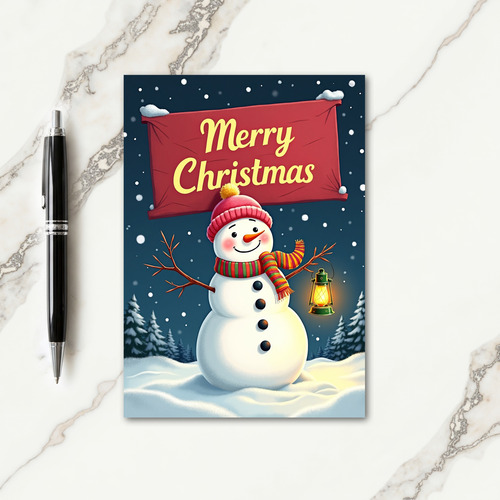 Snowy Lantern Christmas Card thumbnail