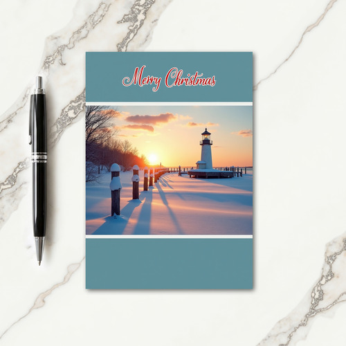 Snowy Lighthouse Christmas Card