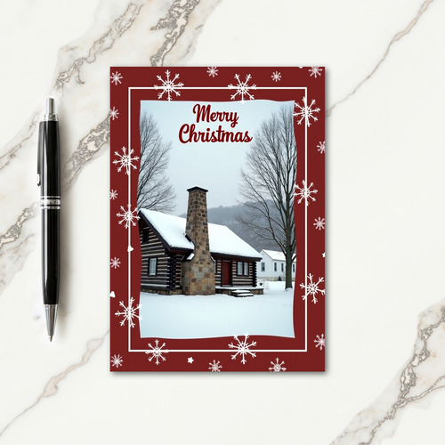 Snowy Log Cabin Card thumbnail