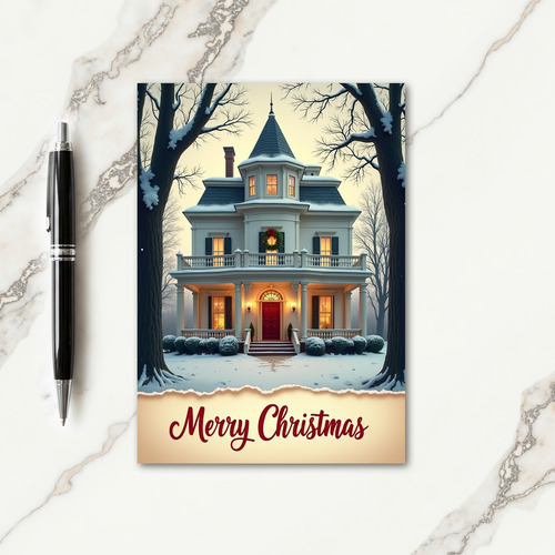 Snowy Mansion Christmas Card