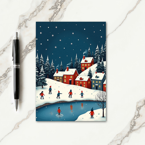 Snowy Night Illustration Card