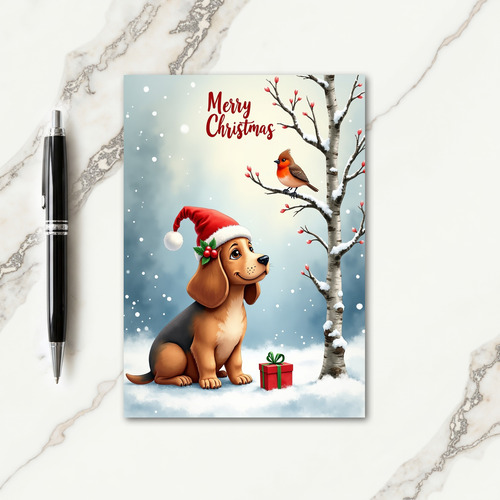 Snowy Puppy Christmas Card