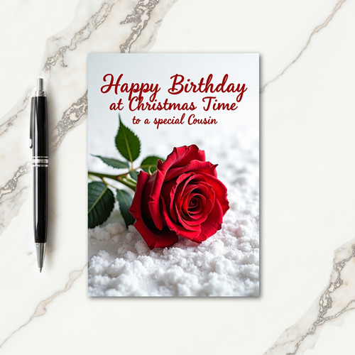 Snowy Rose Christmas Card
