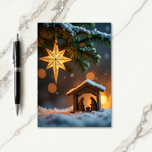 Snowy Stable Christmas Card