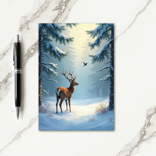 Snowy Stag Christmas Card thumbnail