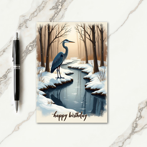 Snowy Stream Birthday Card