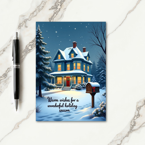 Snowy Teal Home Card