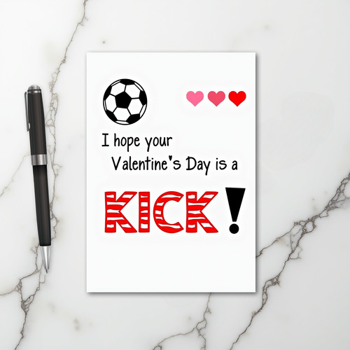 Soccer Kick Valentines Day Card