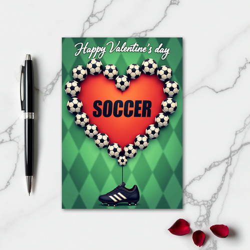Soccer Valentines Day Heart Card