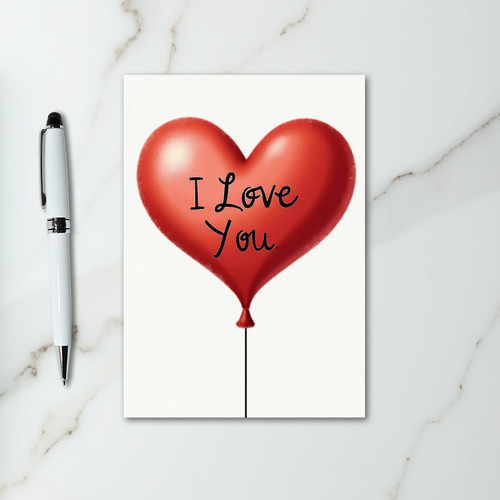 Soft I Love You Heart Balloon Card