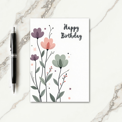 Soft Pastel Blooms Birthday Card