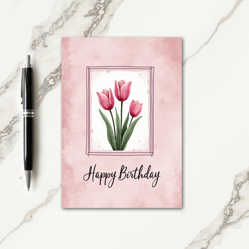 Soft Pink Birthday Bloom Card
