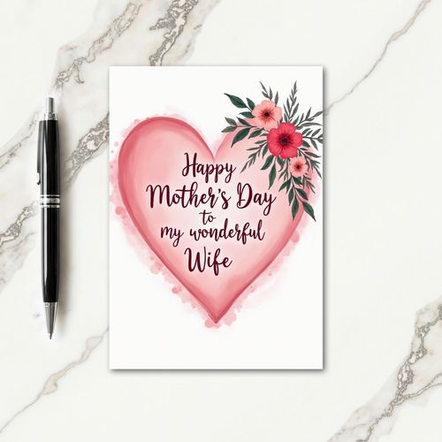 Soft Pink Heart Mothers Day Card