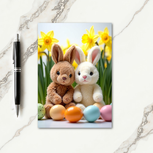 Soft Plush Rabbit Spring Scene Card