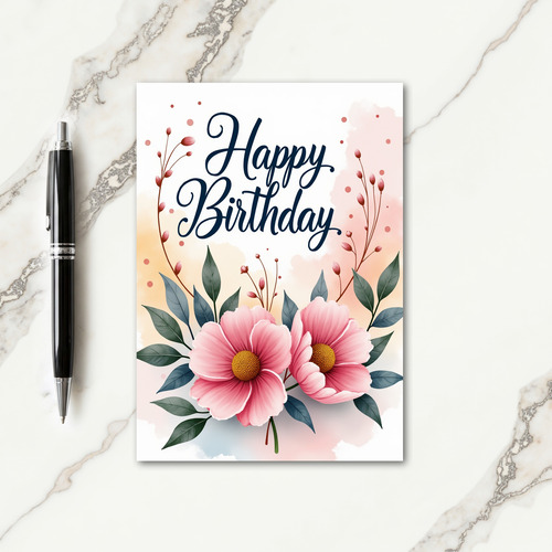 Soft Rose Birthday Bloom Card