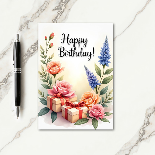 Soft Rose Birthday Card