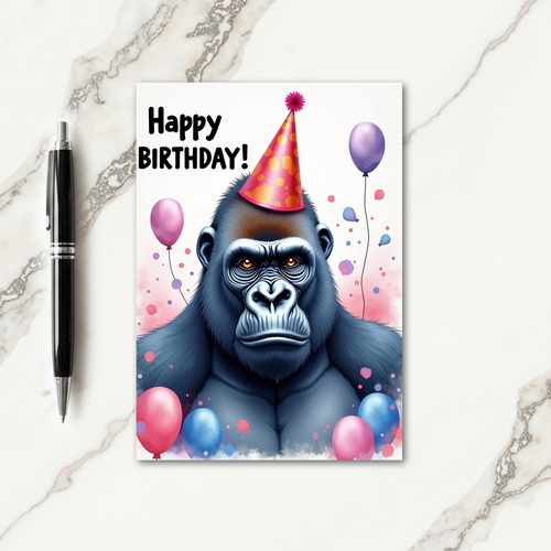 Solemn Monkey Birthday Card