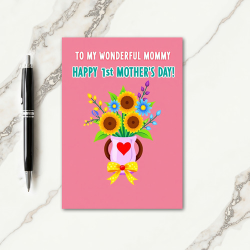 Solid Pink Floral Mom Card
