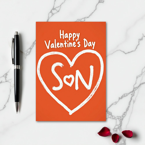 Son Valentines Brush Stroke Card